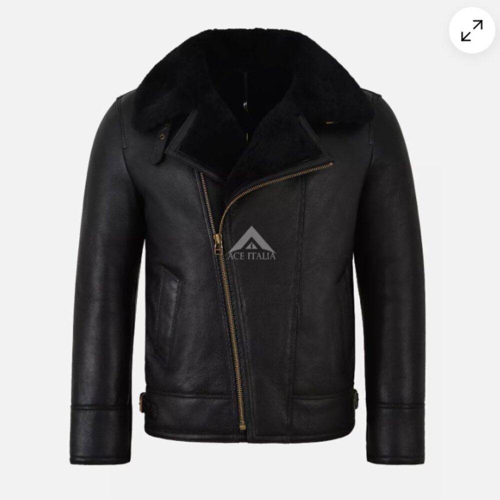 Sheepskin Shearling Aviator Leather Jacket